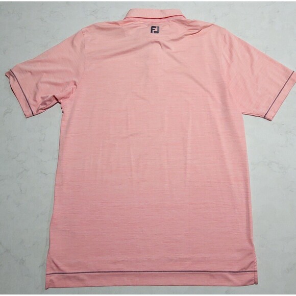 FootJoy ProDry Lisle Salmon Pink White Stripe Golf Staff Polo Logo Stretch NWOT - Picture 3 of 16